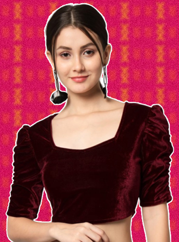 Plain Velvet Blouse Design