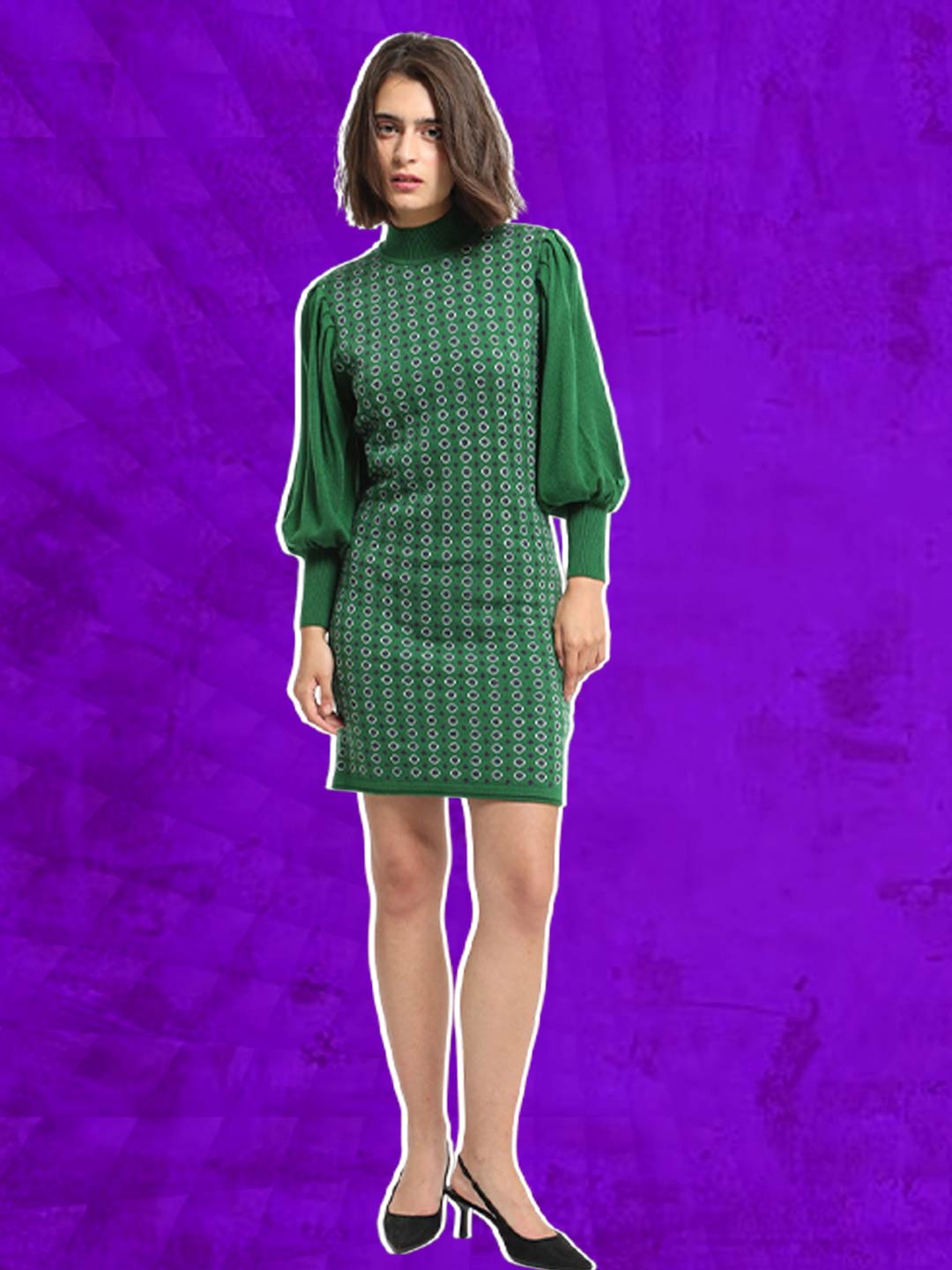 High Neck Winter Dress