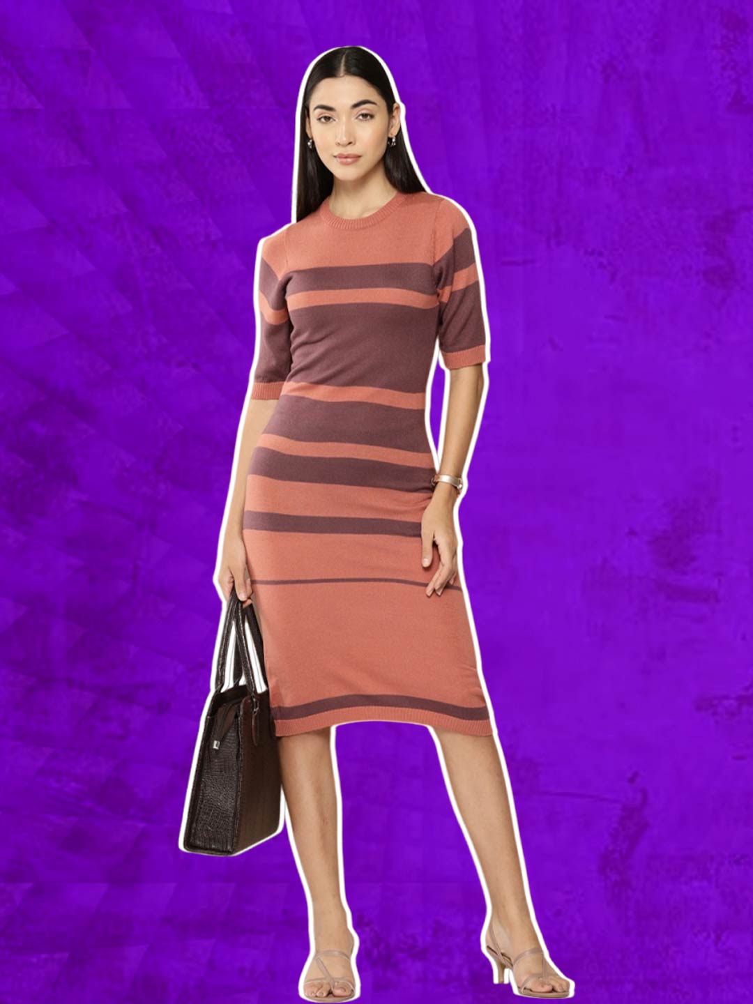 Striped Bodycon Winter Dress