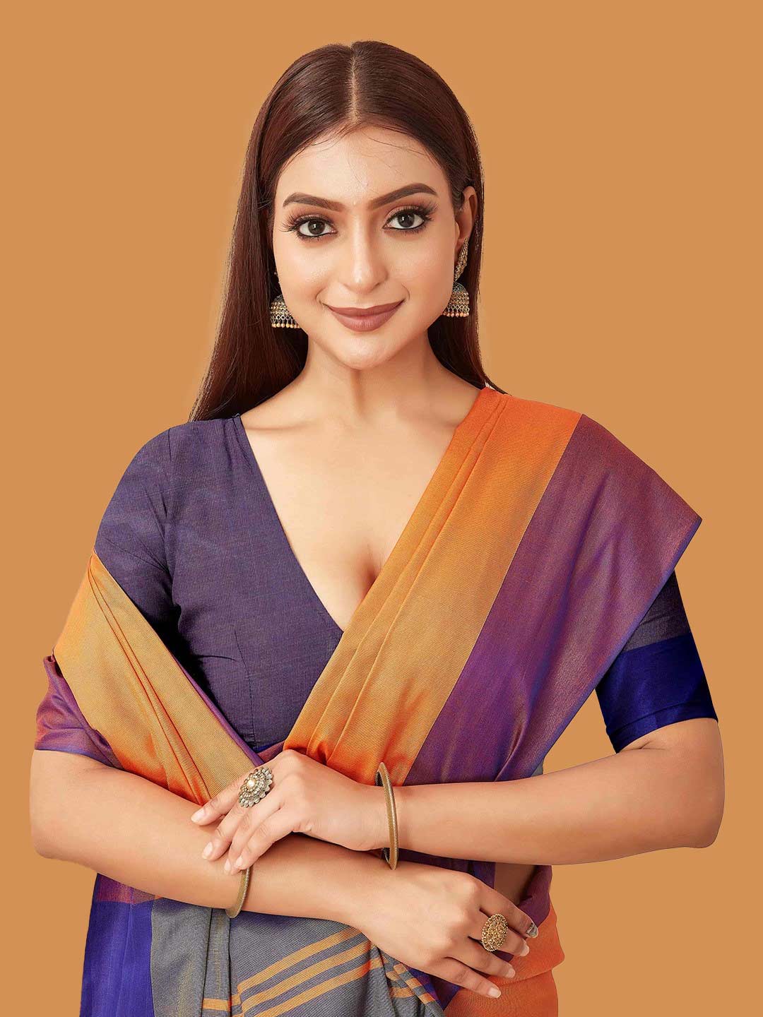 Banarasi Silk Tissue Saree Contrast Blouse Design