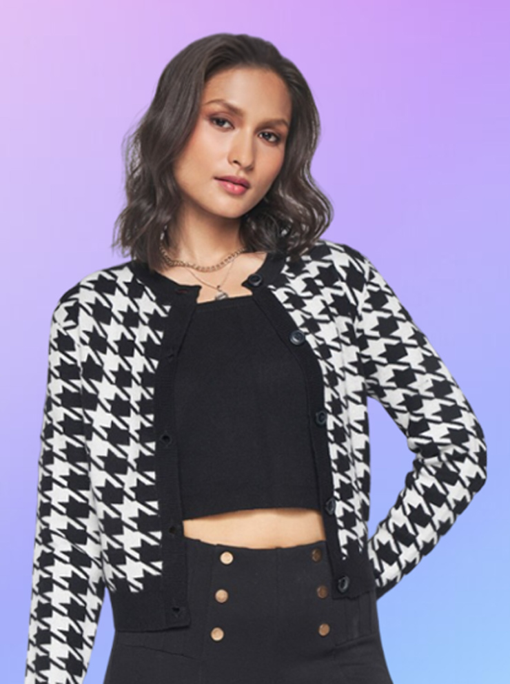 Geometric Long Sleeves Cardigan Sweater