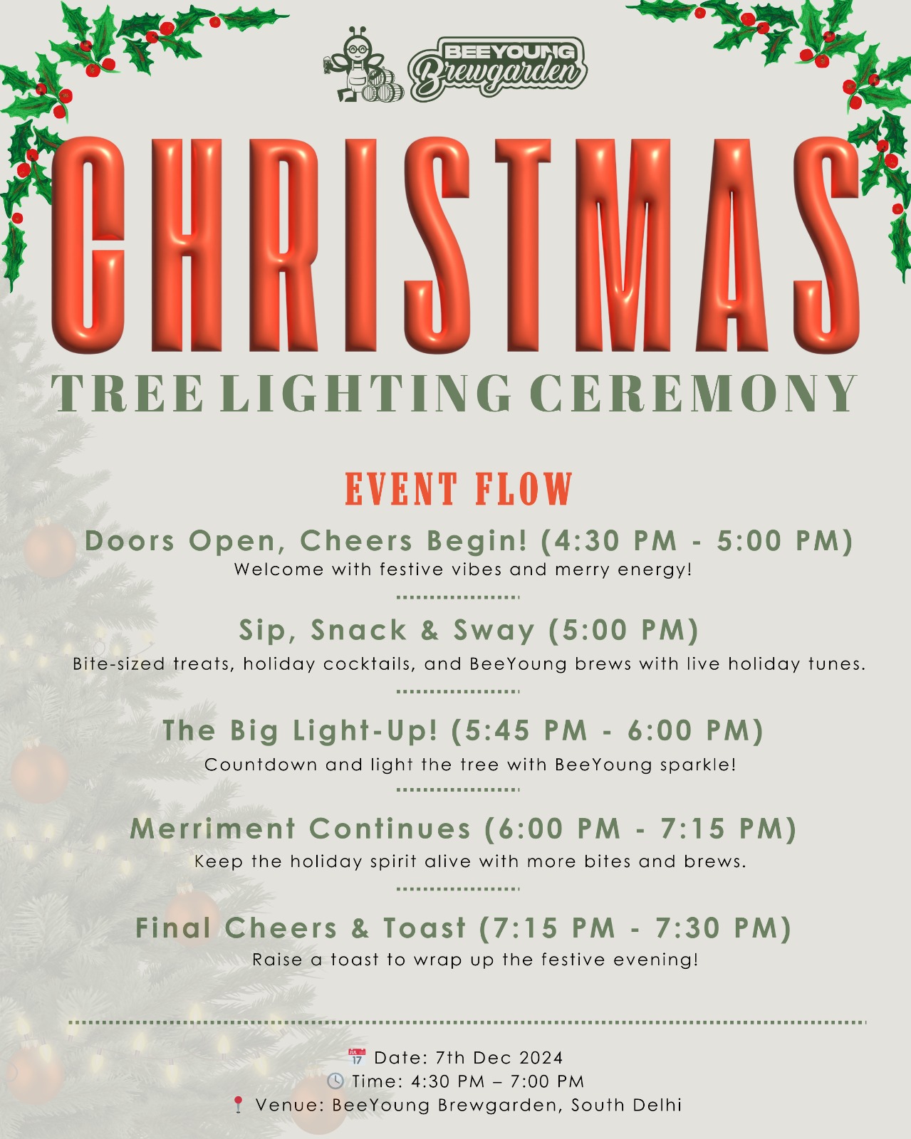 Christmas Tree Lighting Ceremony At BeeYoung Brewgarden