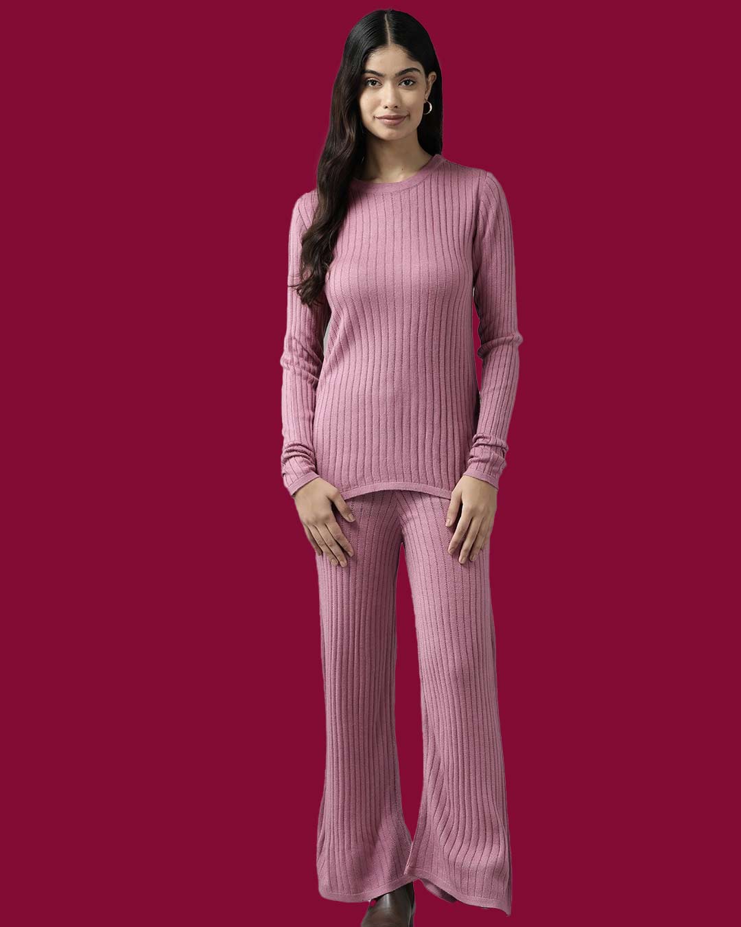 Ribbed Woolen Winter Co-ord Set