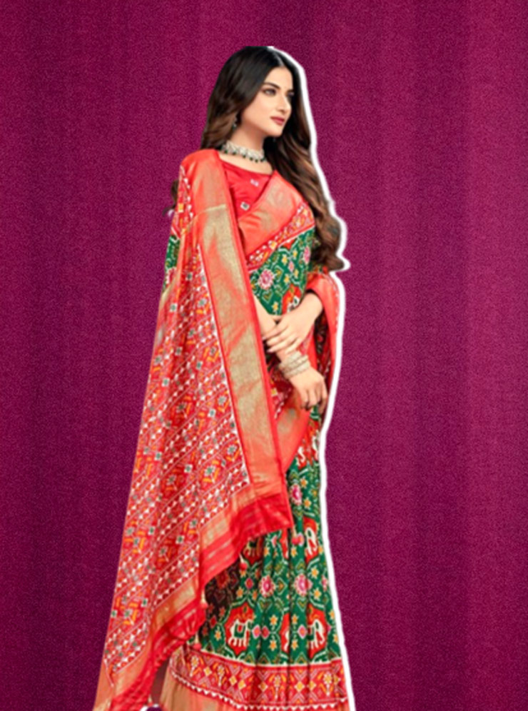 Printed Sambalpuri Pata Saree