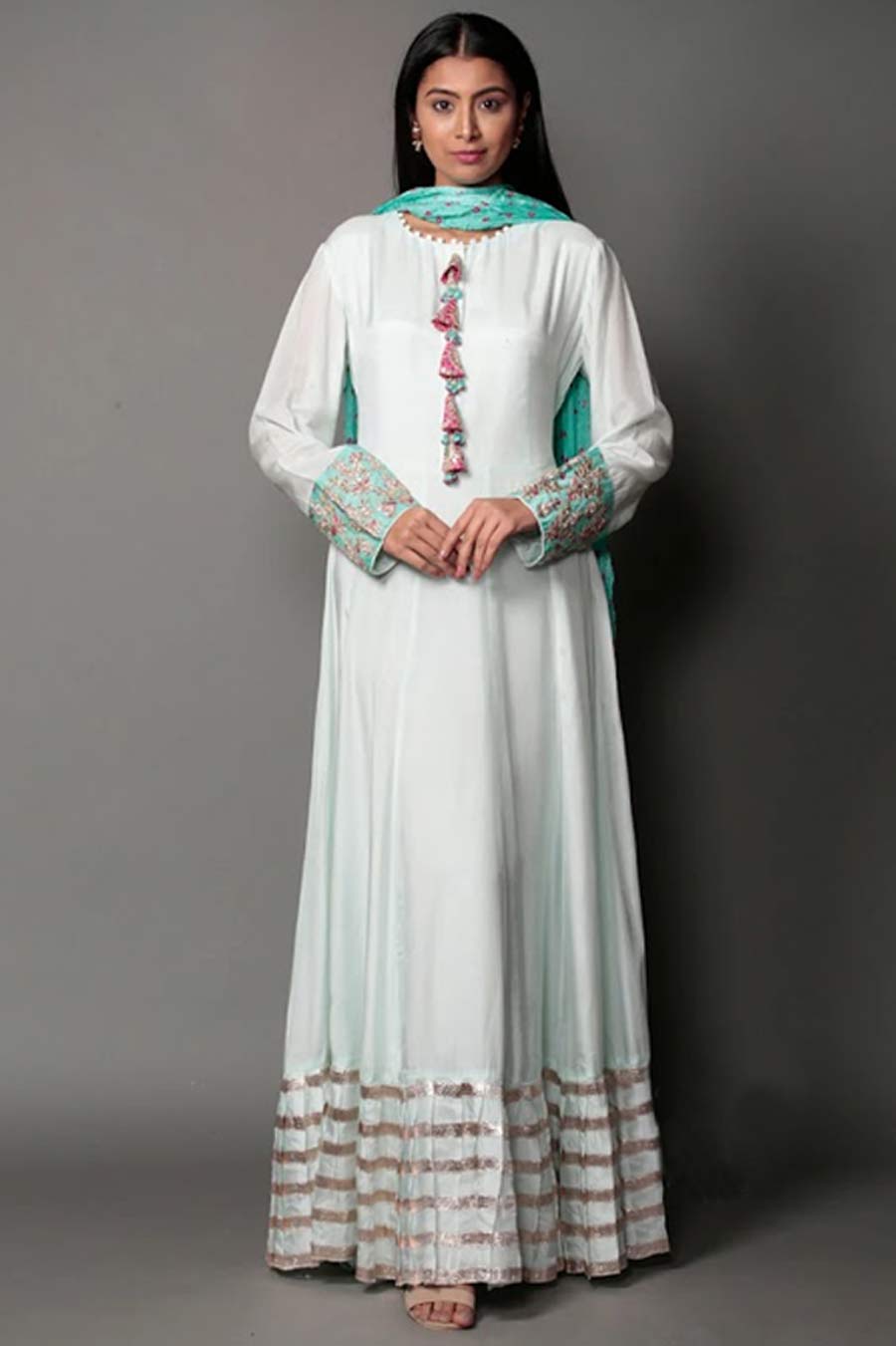 Bandhej Cotton Silk Anarkali Suit Design