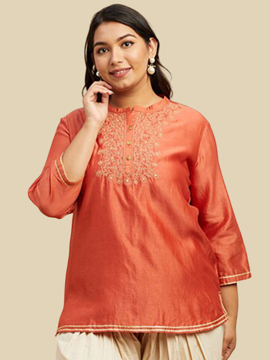 Embroidered Suit Neck Design For Women With Heavy Bust