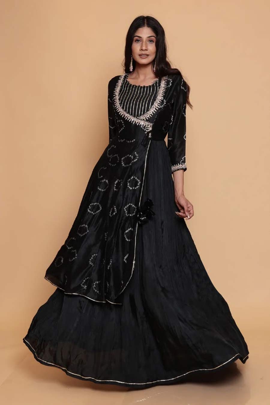 Silk Bandhej Anarkali Suit Design
