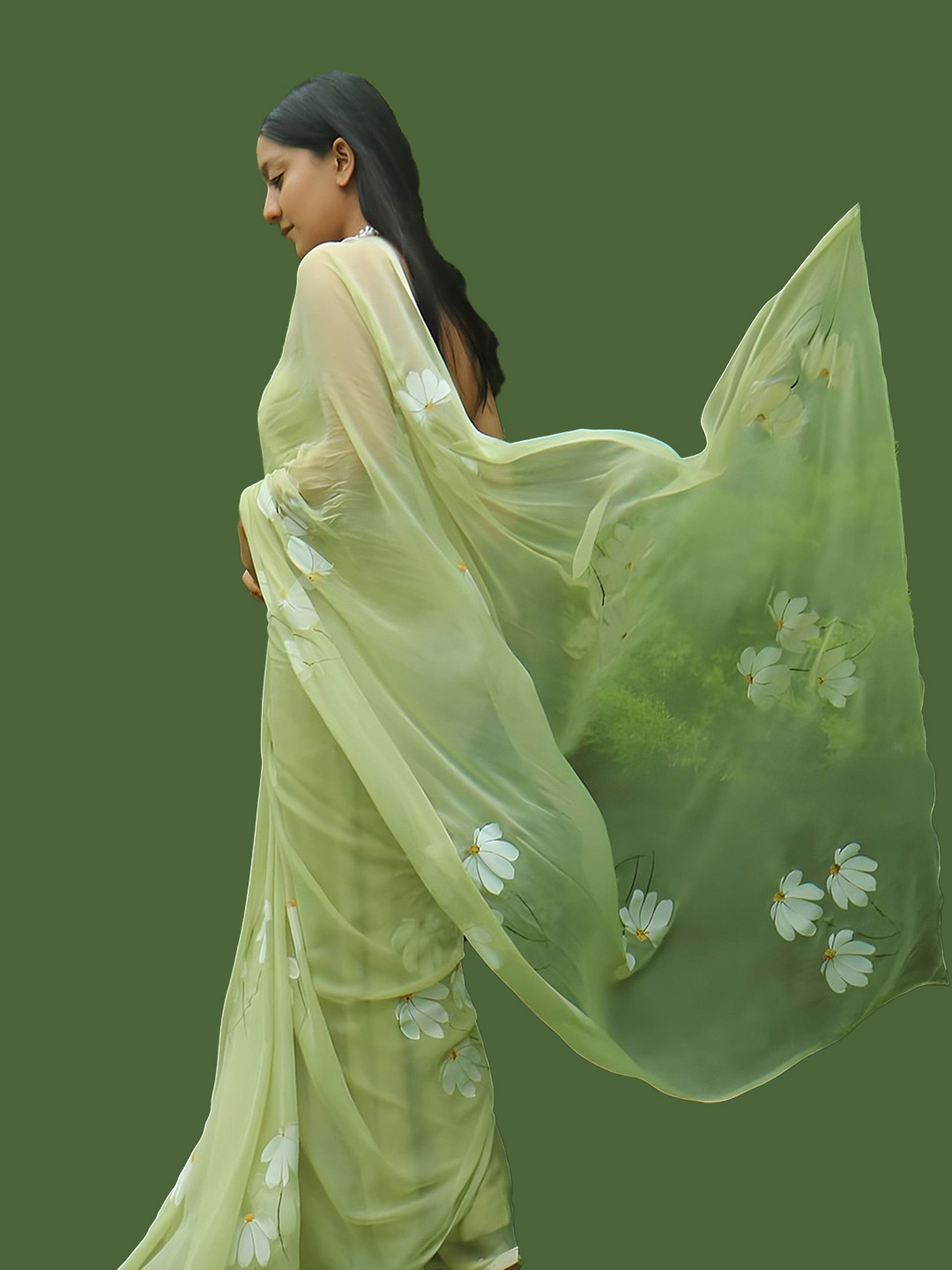 Lime Green Organza Jimmy Choo Saree Design