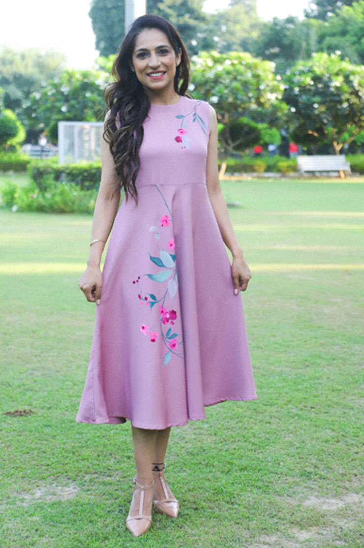 Anarkali- Hand-Painted Midi Dress