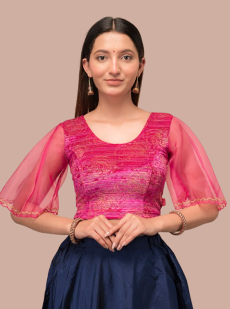 Bell Sleeves Velvet Designer Blouse