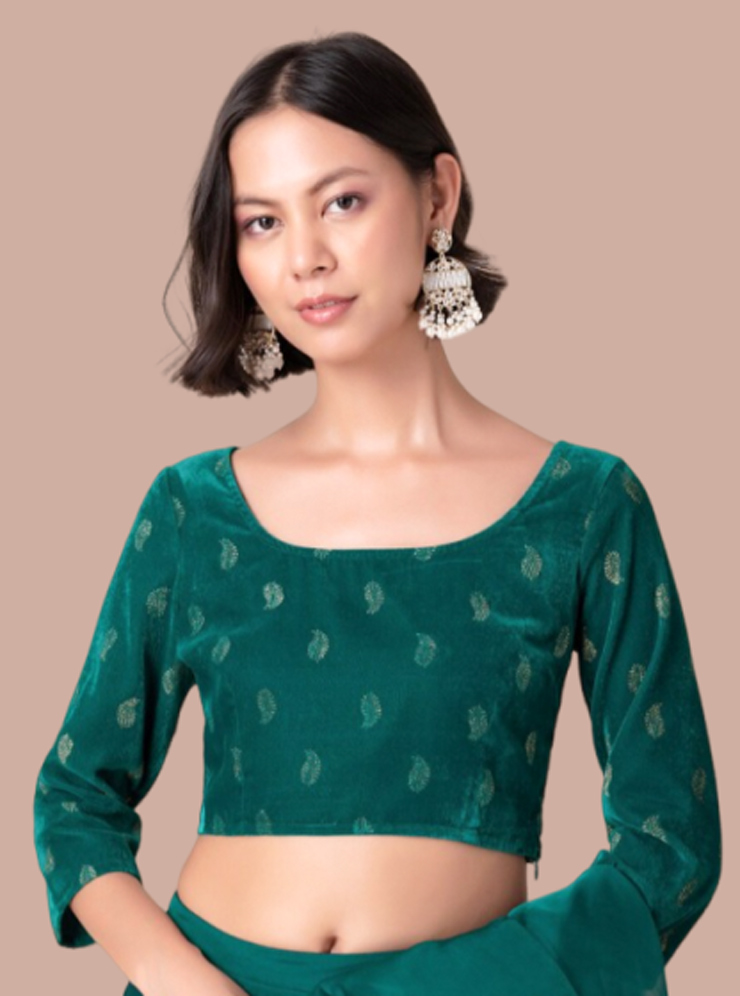 Boota Printed Velvet Designer Blouse