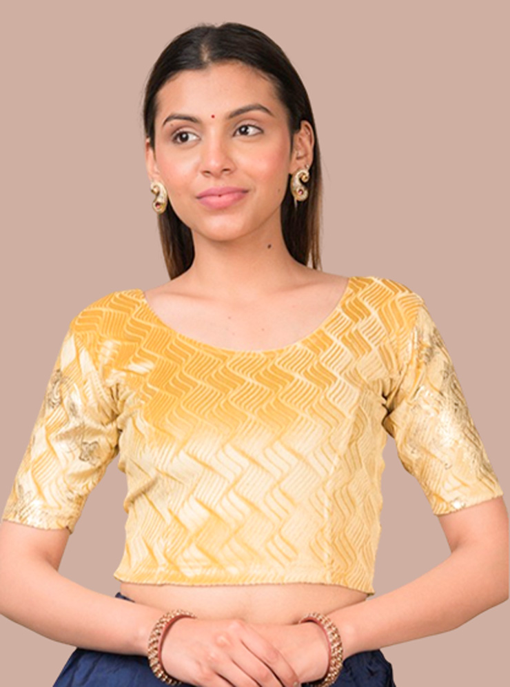 Golden Embellished Velvet Designer Blouse