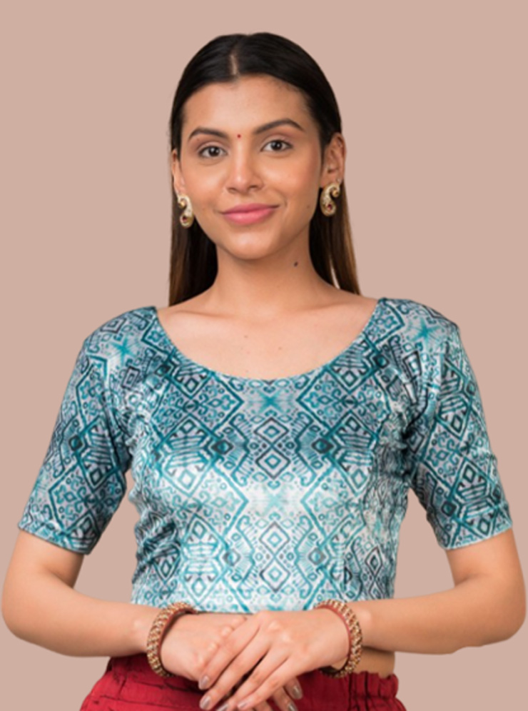 Printed Velvet Designer Blouse