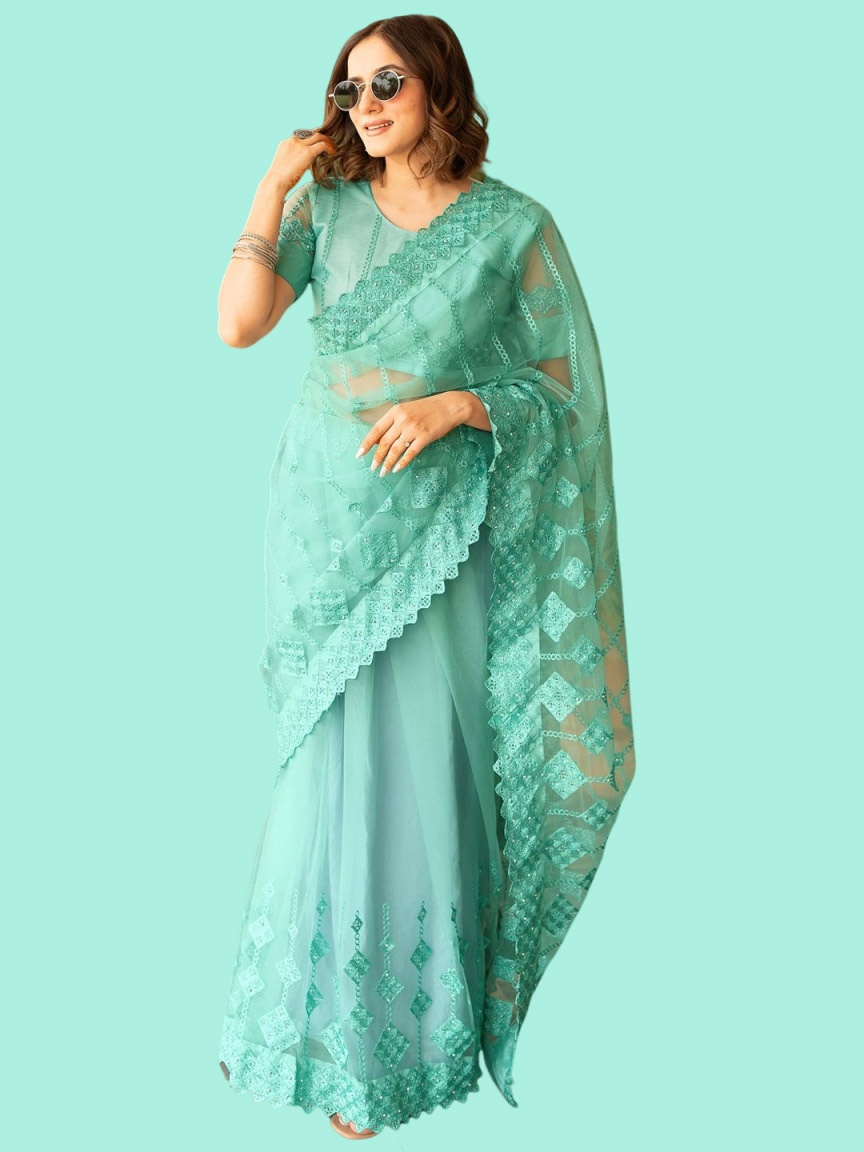 Sea Green Pastel Saree Design
