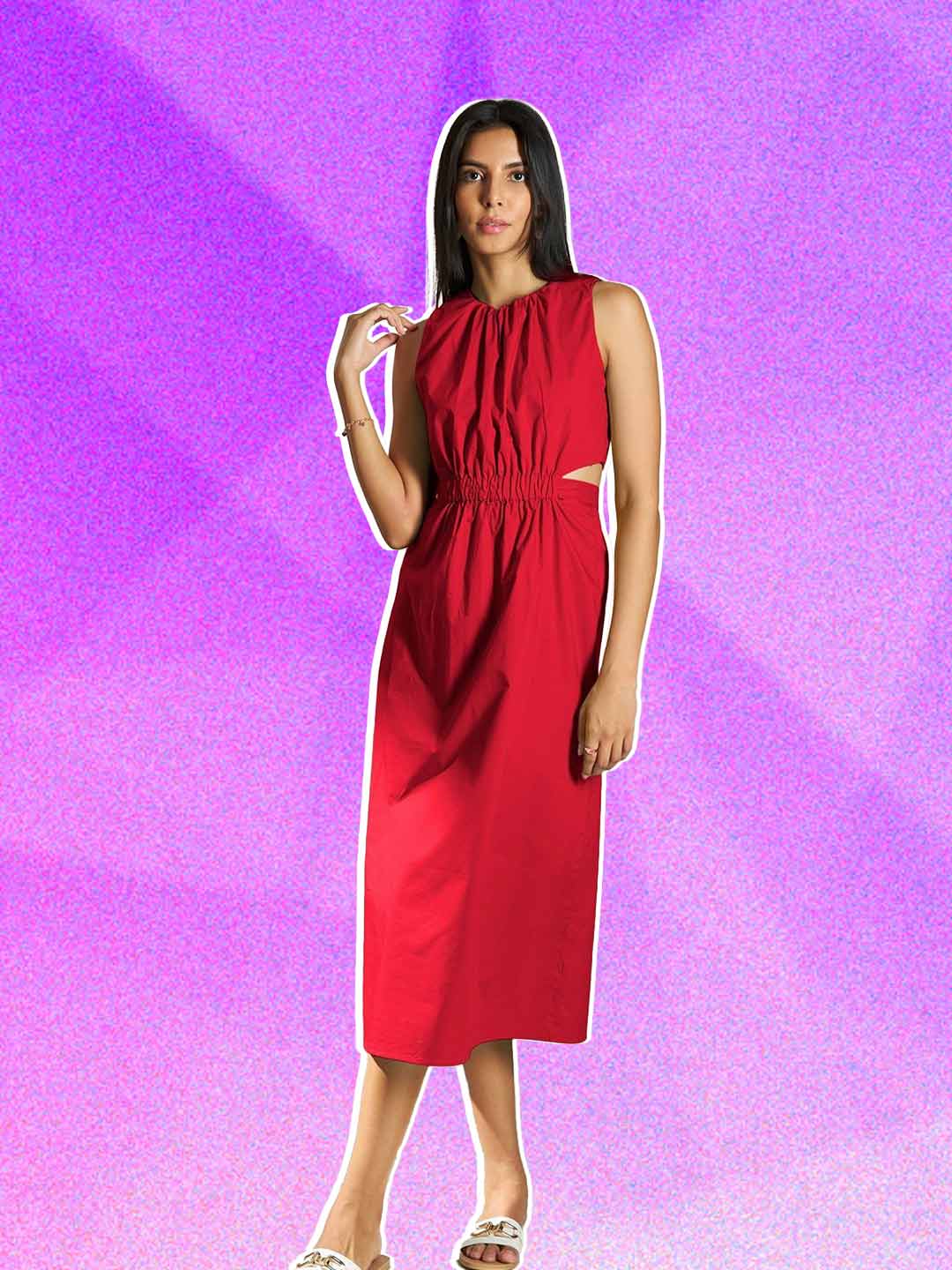 Waist Cut Out Christmas Red Dress