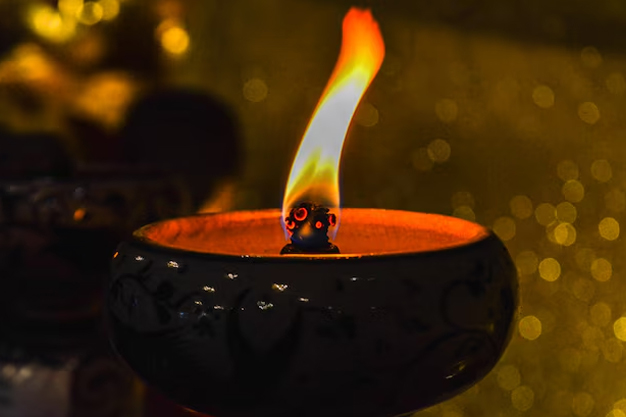 Light A Lamp With Camphor And Oil