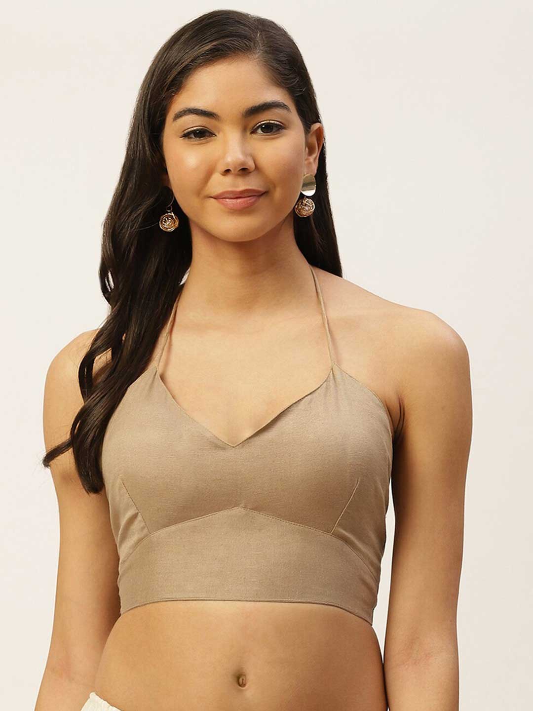 Cotton Padded Halter Neck Blouse Design