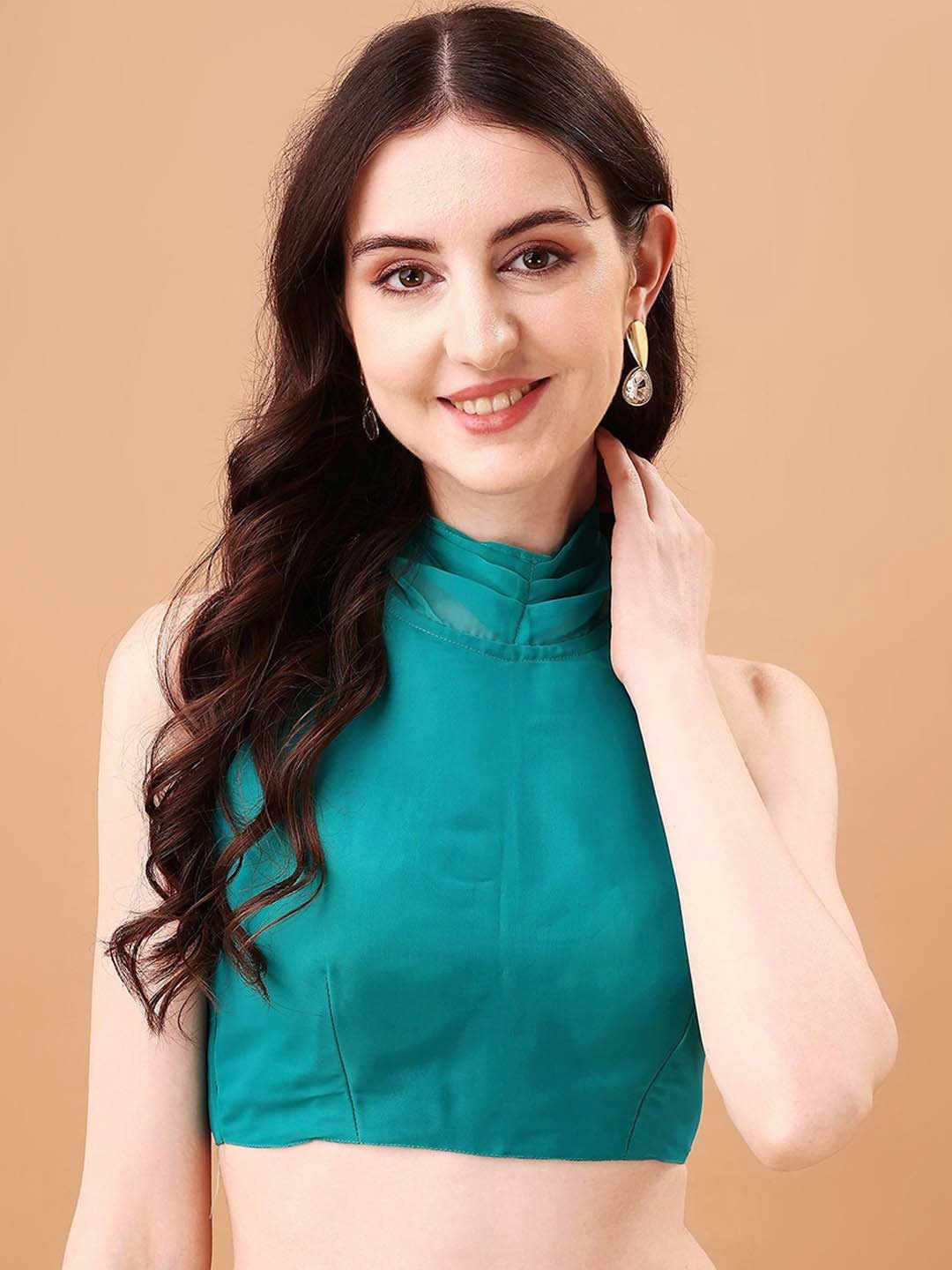 High Halter Neck Backless Blouse Design