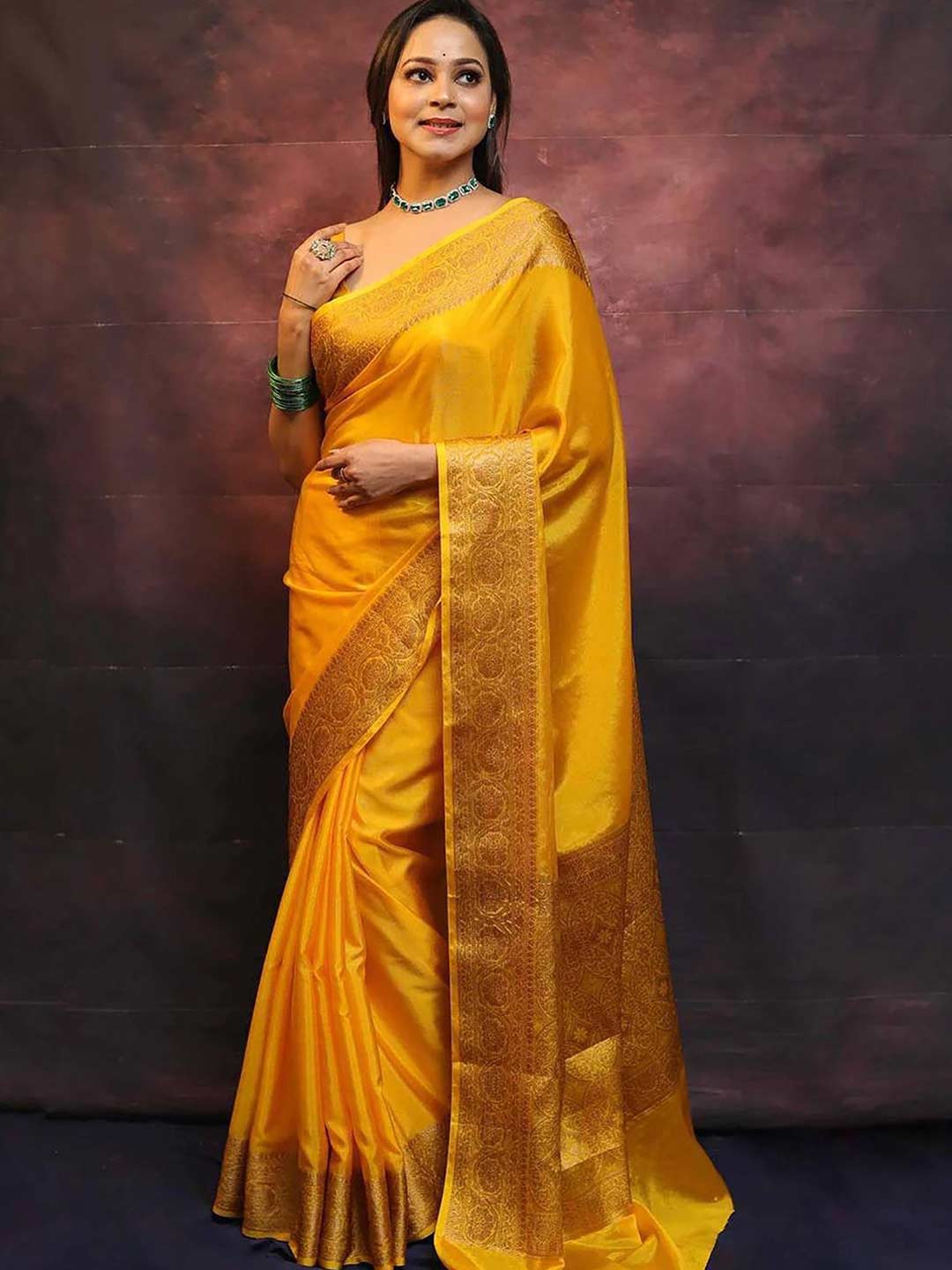 Banarasi Yellow Silk Saree Design