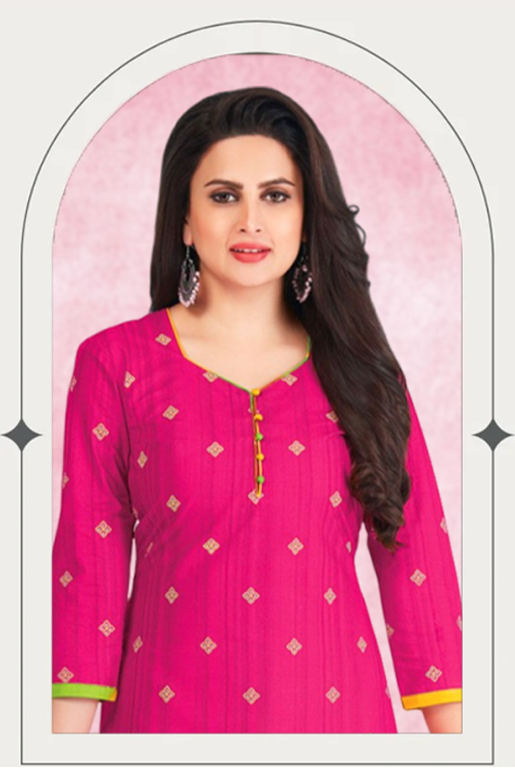 V Neck Floral Printed Punjabi Suit Design