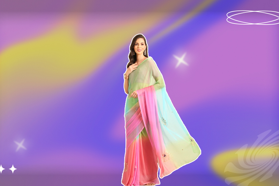 Gotta Patti Chiffon Pastel Multicolour Saree