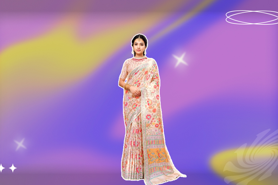 Pure Crepe Floral Printed Multicolour Saree