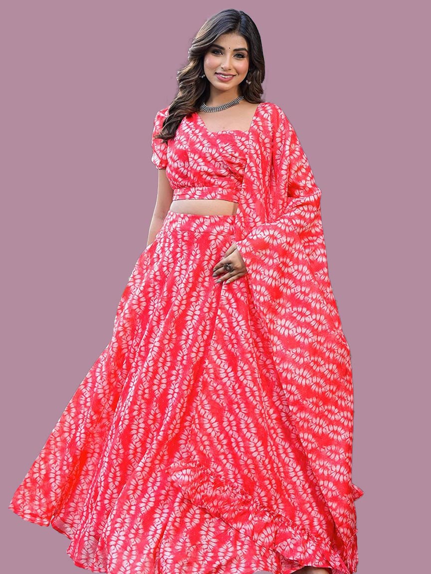 Leheriya Pink Pastel Lehenga Design