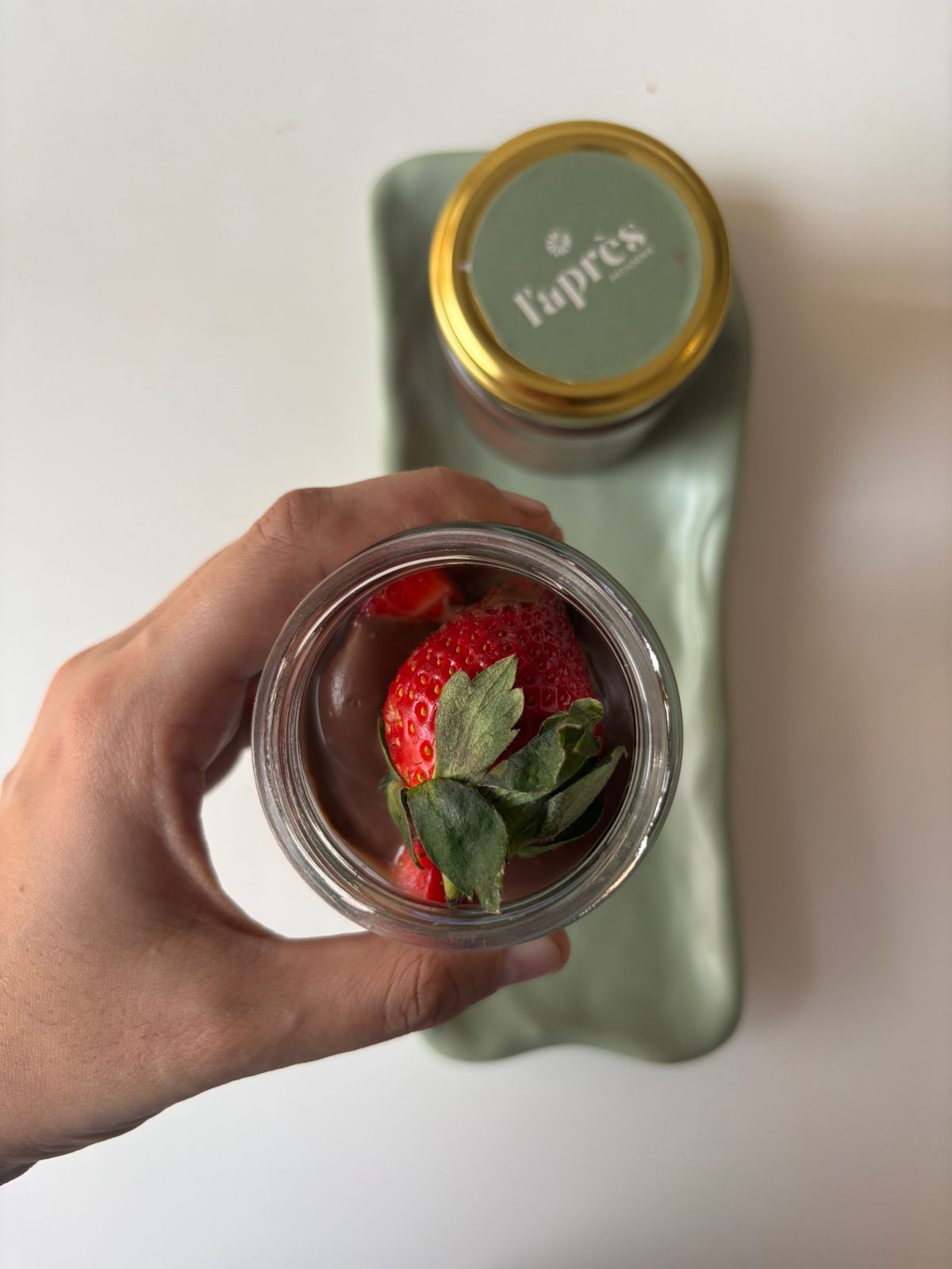 Strawberry Dark Chocolate Pudding Jars by L' apres Patisserie