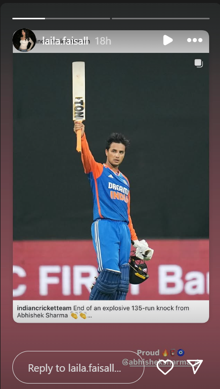 laila faisal proud of abhishek sharma