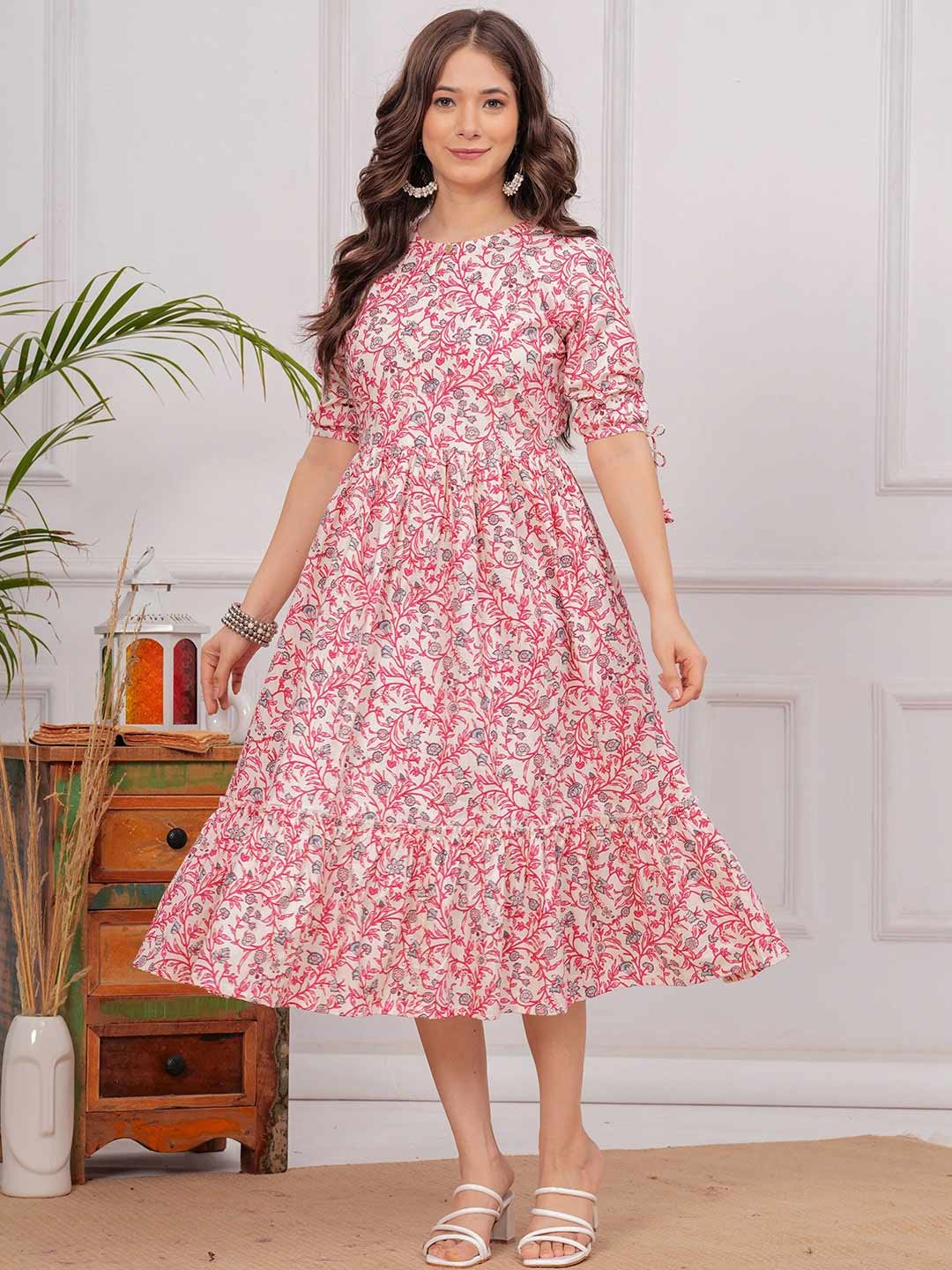 Fit And Flare Cotton Floral Dress