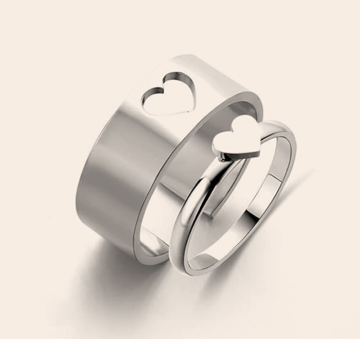 Cut Out Silver Heart Promise Ring Design
