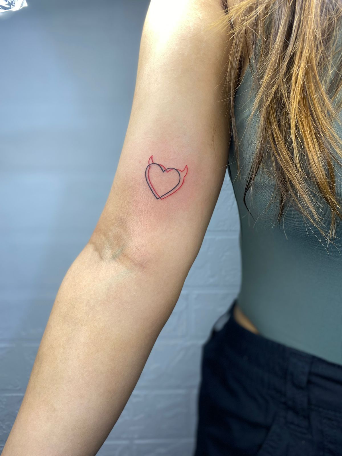 Devil And Angel Hearts Tattoo Design For Couples