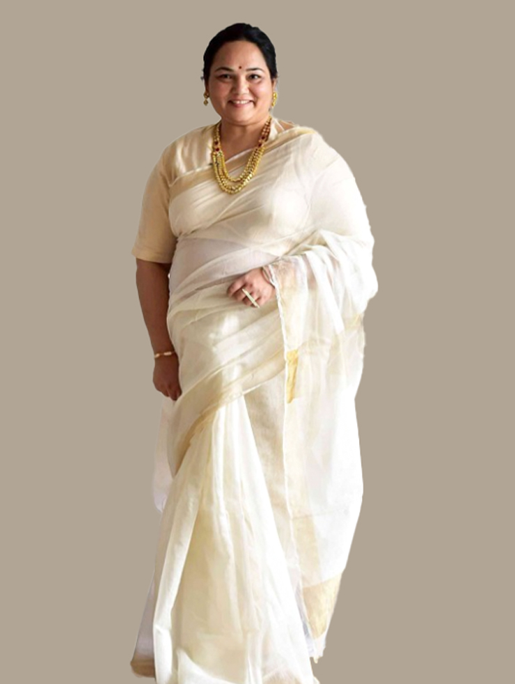 Plain White Kota Doria Cotton Saree With Golden Border