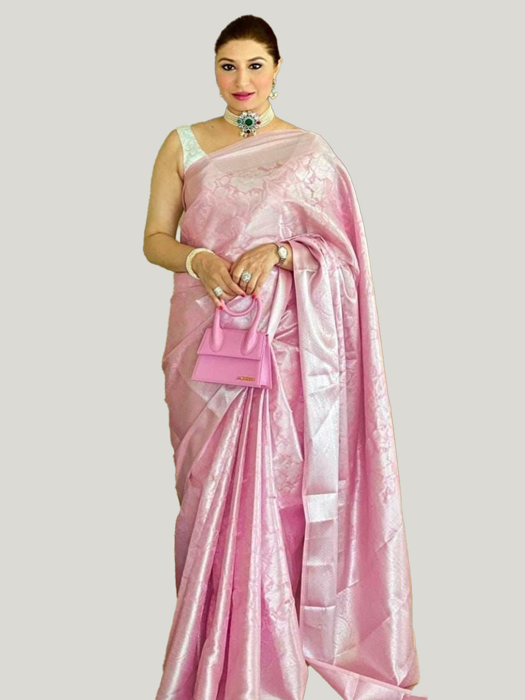 Pink Zari Work Patola Cotton Saree