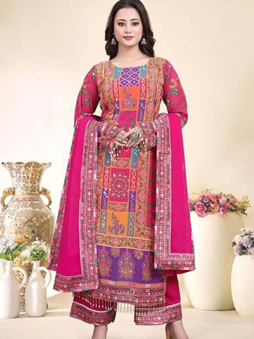 Colourful Embroidered Pakistani Style Suit