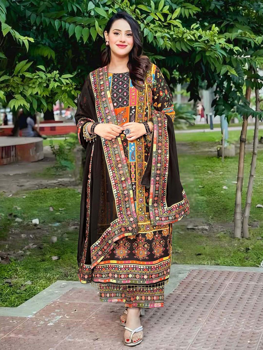Mirror Work Embroidered Pakistani Style Suit