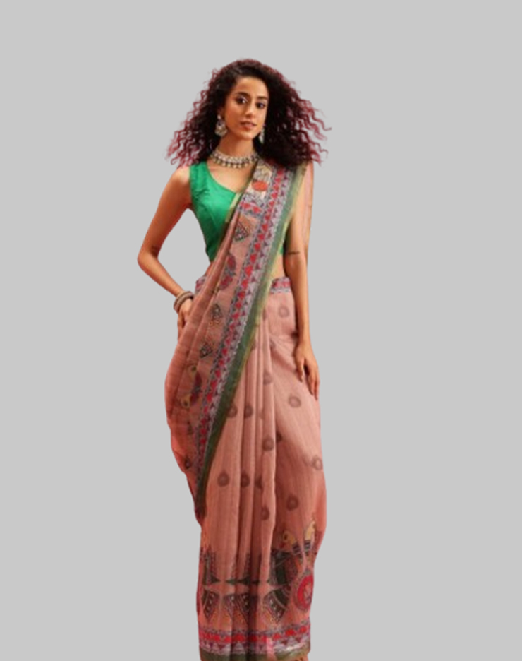 Digital Print Madhubani Painting Saree