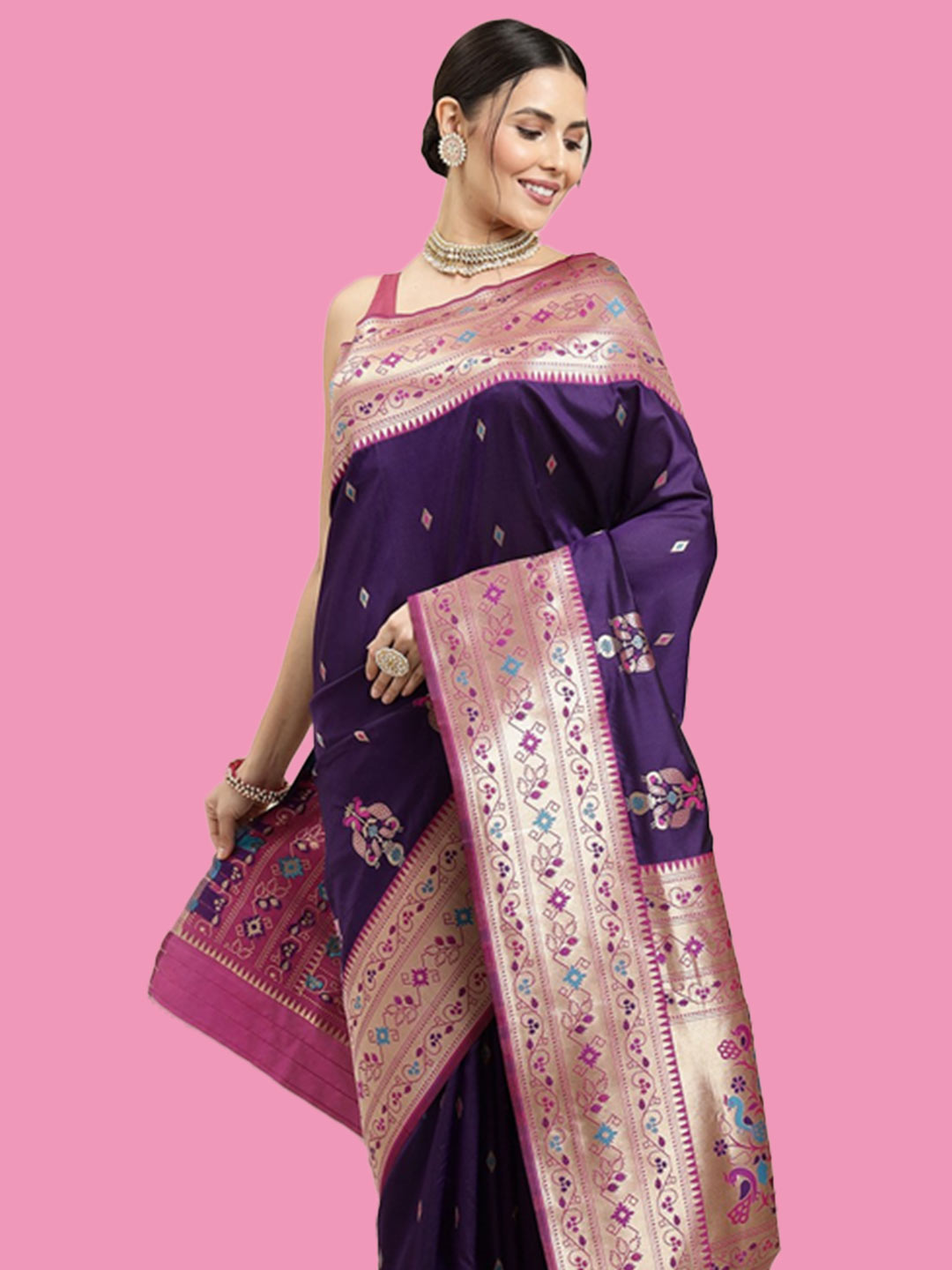 Purple Zari Paithani Saree Design