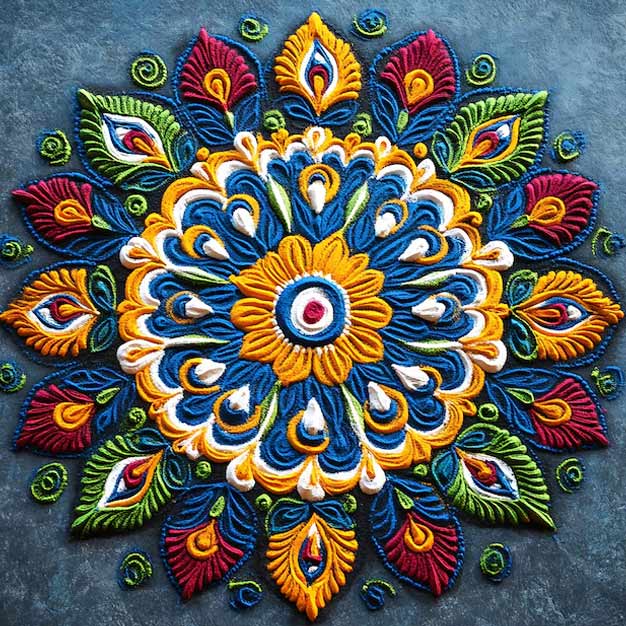 Colourful Floral Rangoli Design