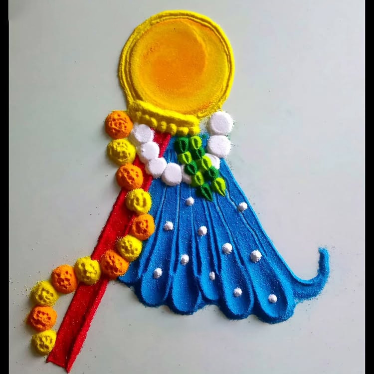 Blue Gudi Padwa Rangoli Design