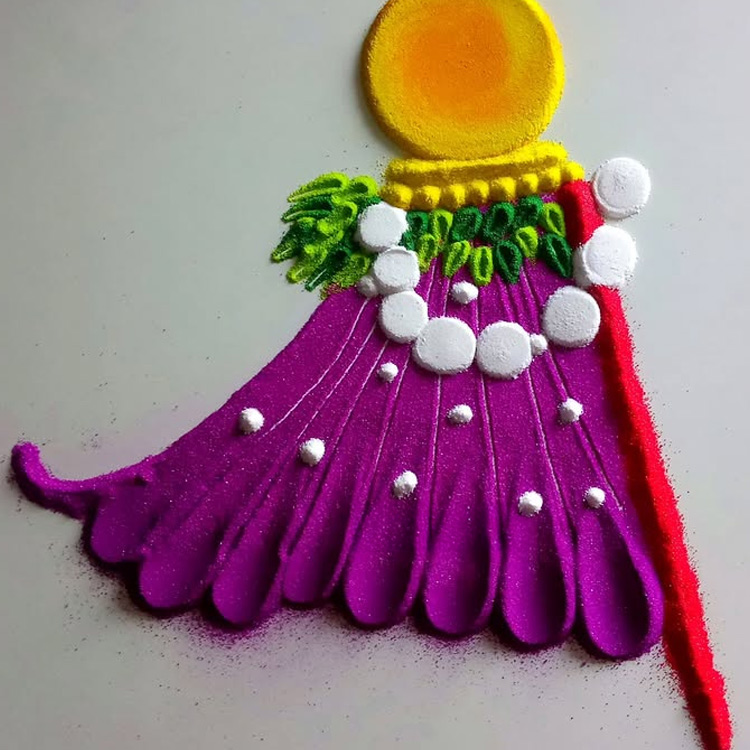 Purple Gudi Padwa Rangoli Design