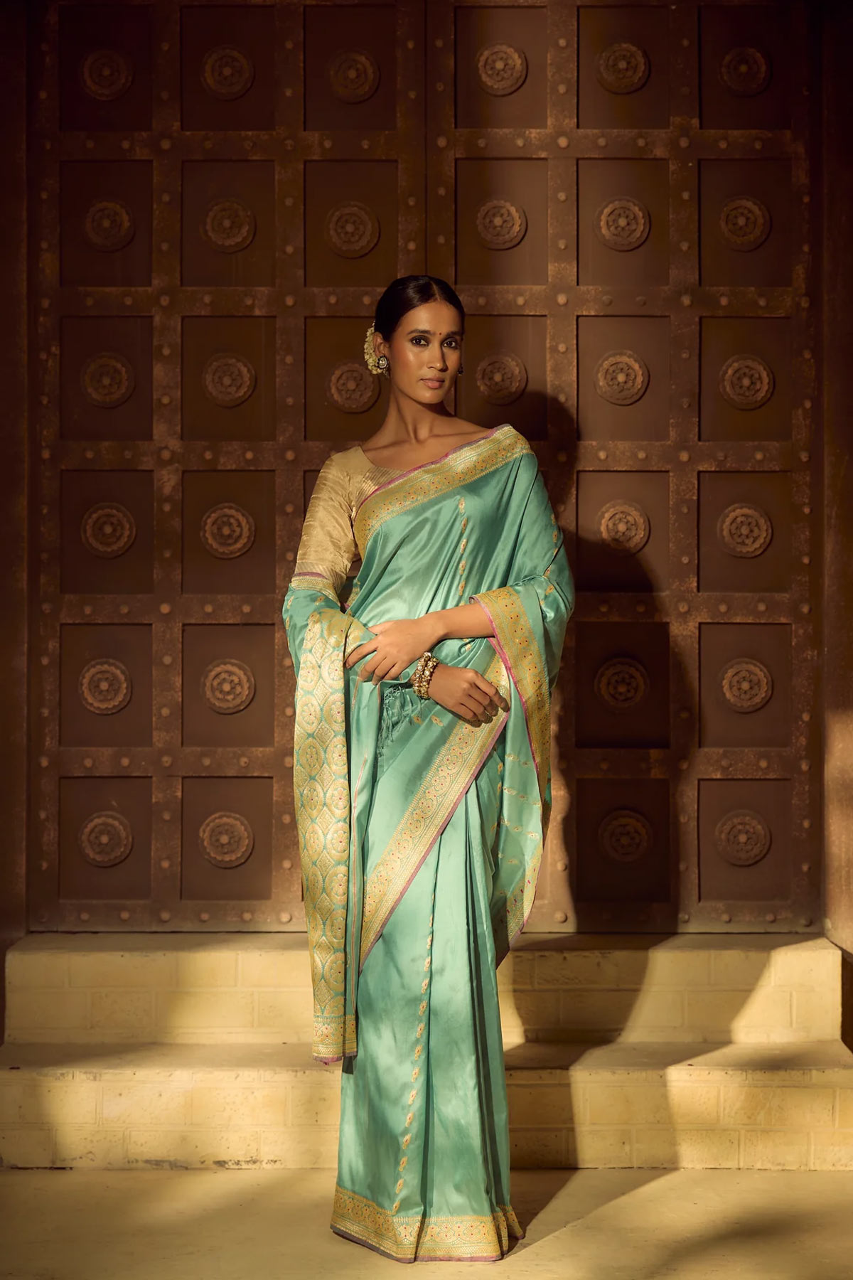 Real Zari Handloom Kadhua Banarasi Shalu Silk Saree