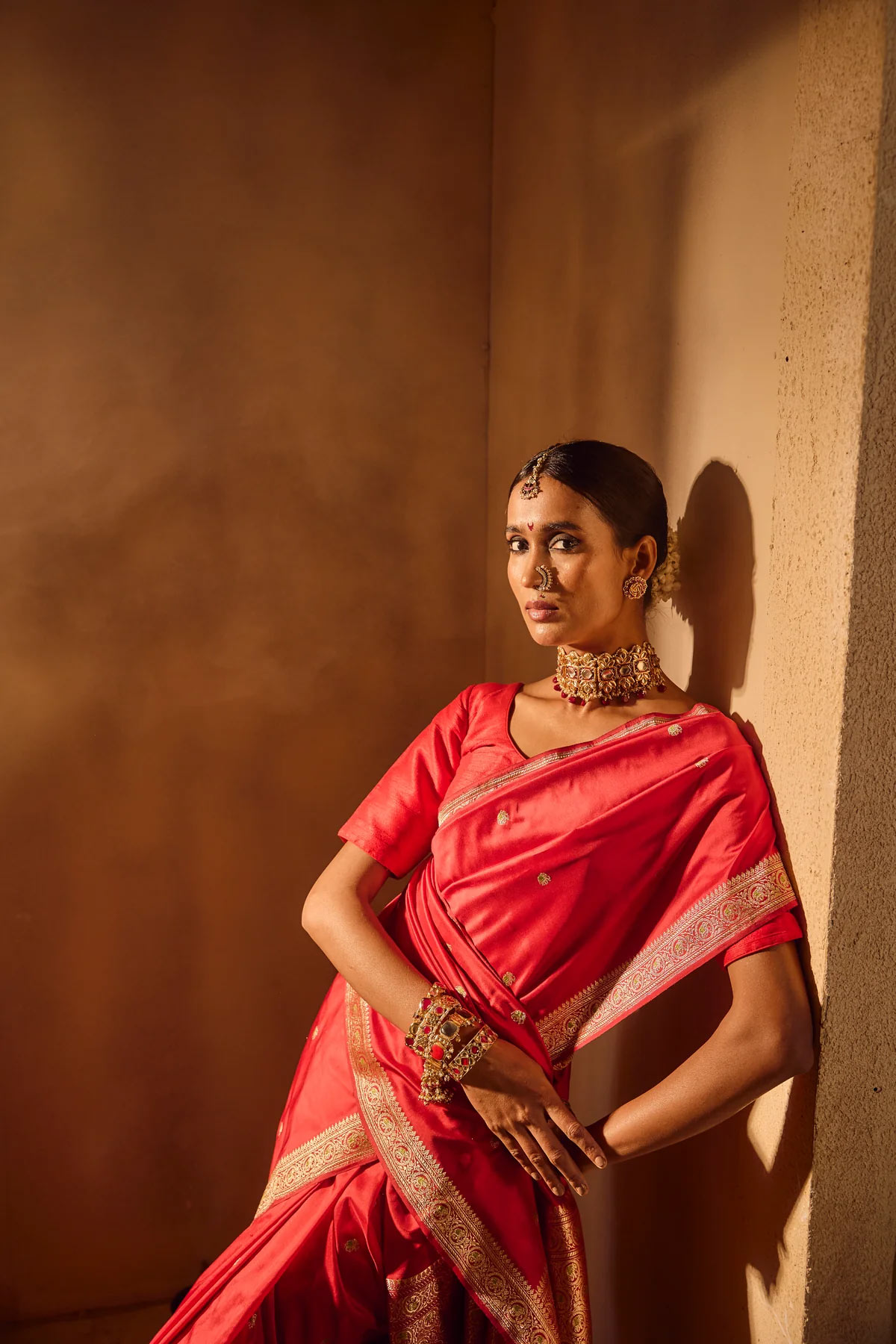 Red Handloom Kadhua Banarasi Katan Silk Saree