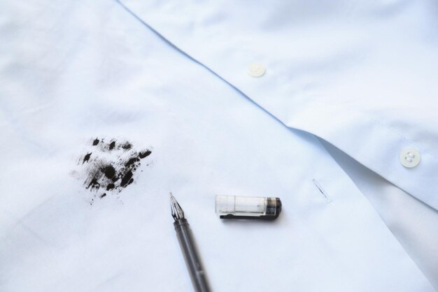 ink stain on white cloth