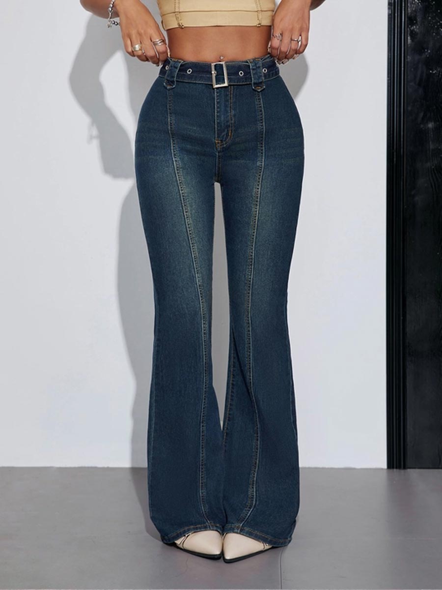 Belted Flare Leg Jeans