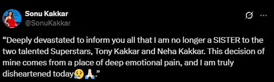 Sonu Kakkar Announces Split From Siblings Neha Kakkar And Tony Kakkar