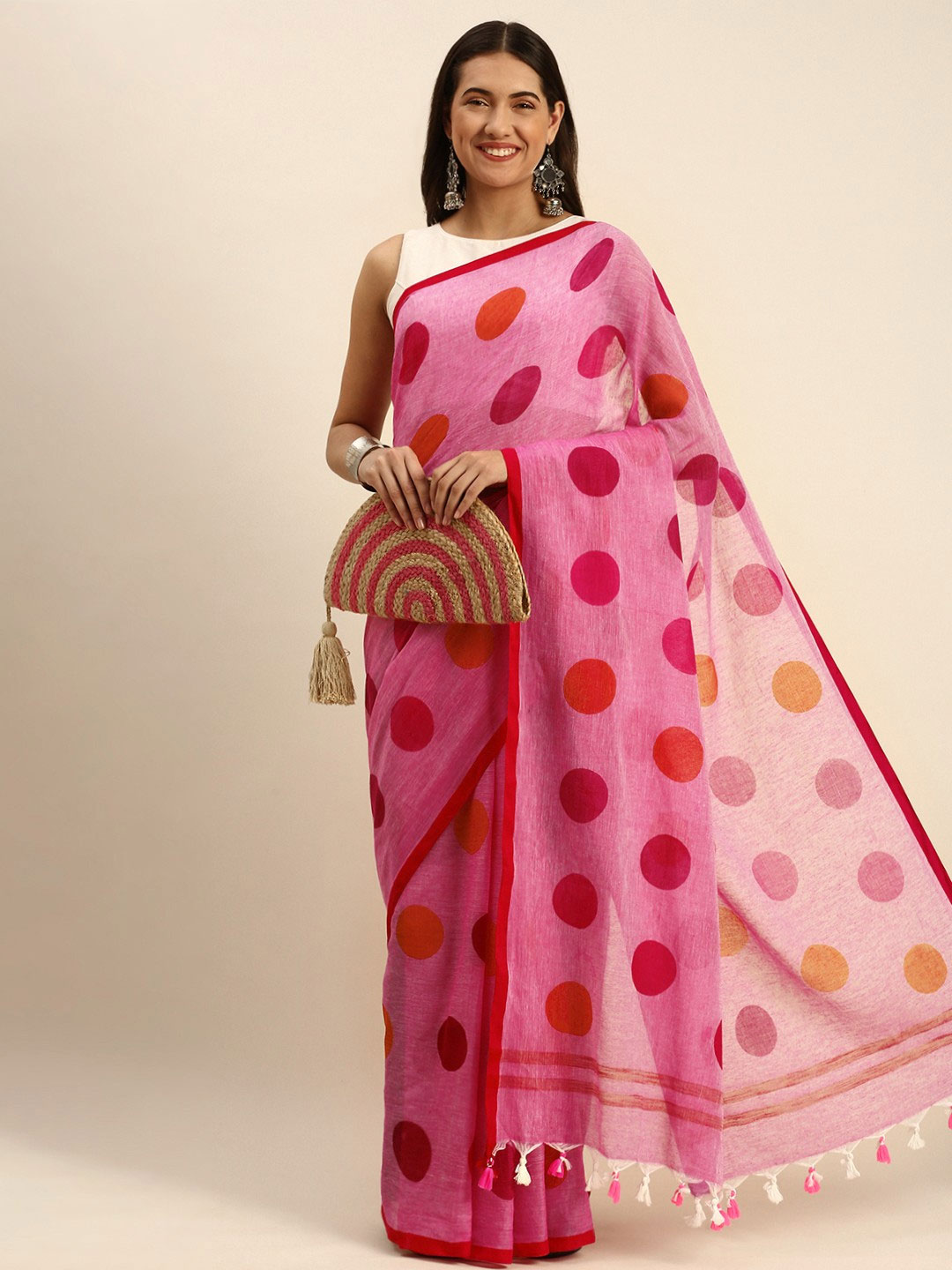 Cotton Polka Dot Saree Design