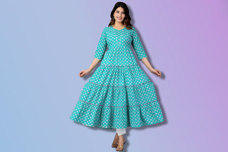 Anarkali Jaipuri Cotton Kurti Design