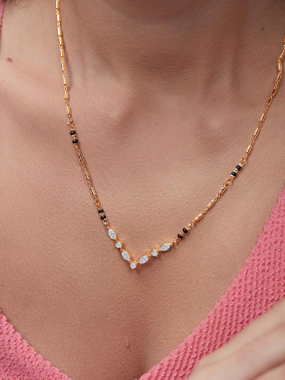 V-Shaped Stone Mangalsutra Design