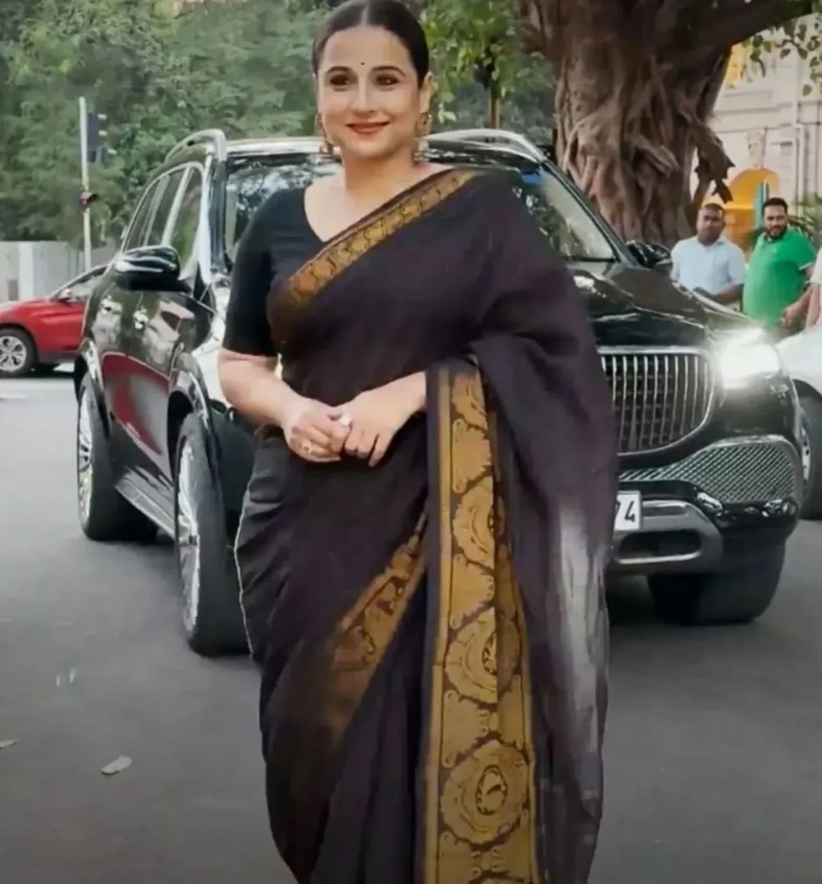 Black And Gold Madurai Cotton Saree With Zari Checks And Extra Wide Border